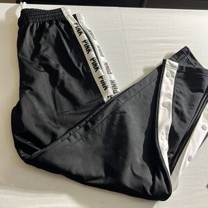 Victoria Secret size large black pull away track pants working snaps on leg
